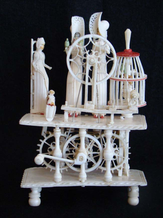 An exceptionally fine, rare and elaborate Napoleonic period French Prisoner-of-war made bone "SPINNING JENNY" circa 1793-1810.
